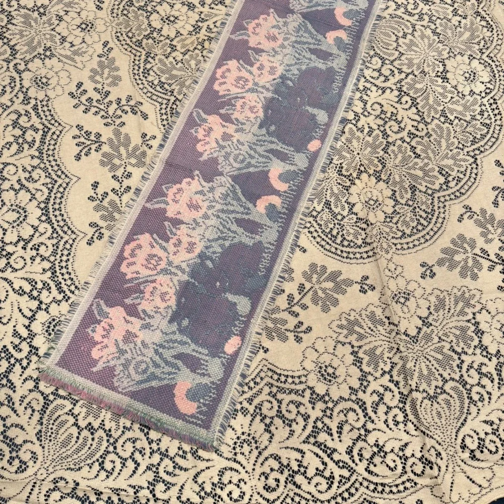 Vintage Tapestry Easter Bunny Table‎ Runner Tulips Springtime Cottagecore